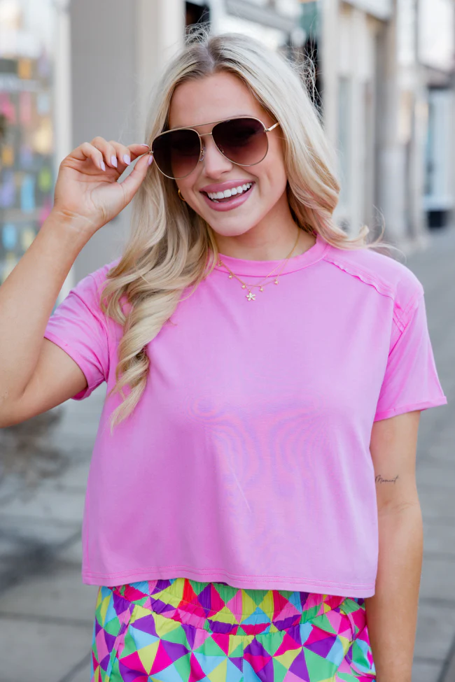 One Step Ahead Pink Cropped Tee FINAL SALE - Terpint
