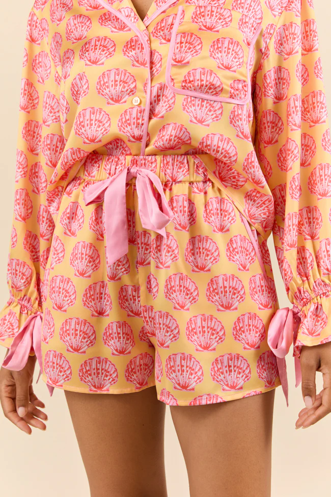 Seashell Serenity Satin Pajama Shorts FINAL SALE - Terpint