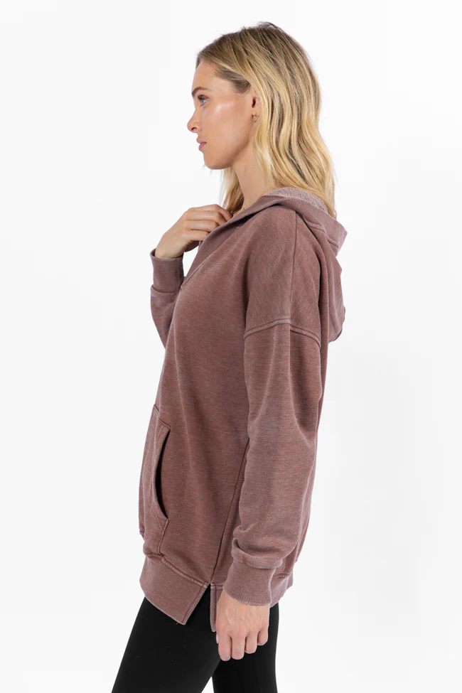 Ways To Go Brown Acid Wash Oversized Hoodie FINAL SALE - Terpint