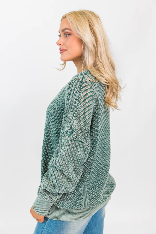 It's Too Easy Olive Acid Wash Sweater FINAL SALE - Terpint