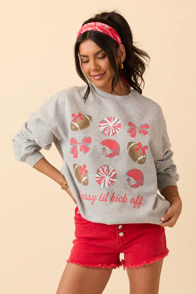 Football Icon Scarlet Light Grey Graphic Sweatshirt - Terpint