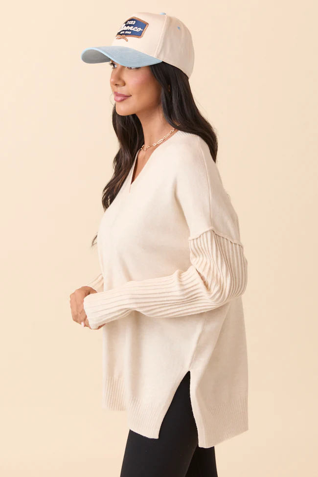 Mariah Ivory Relaxed Long Sleeve Pullover Tunic DOORBUSTER - Terpint