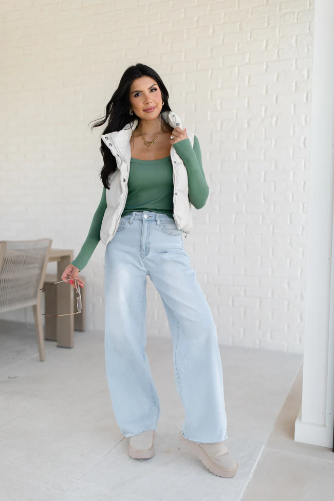 Make Your Choice Olive Ribbed Scoop Neck Long Sleeve Tee FINAL SALE - Terpint
