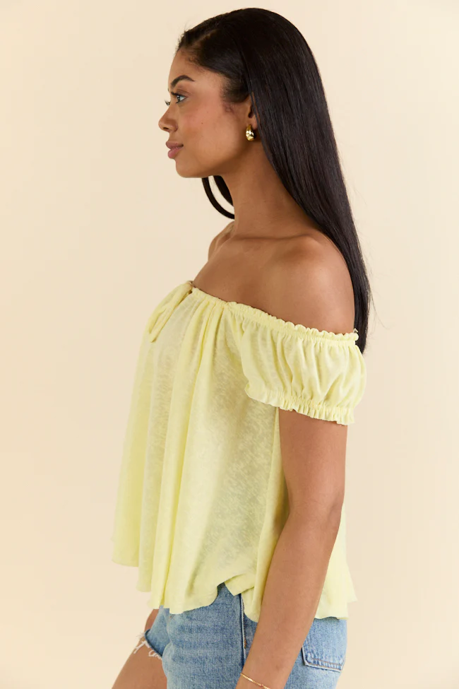Minimal Essence Yellow Off To Shoulder Knit Top FINAL SALE - Terpint