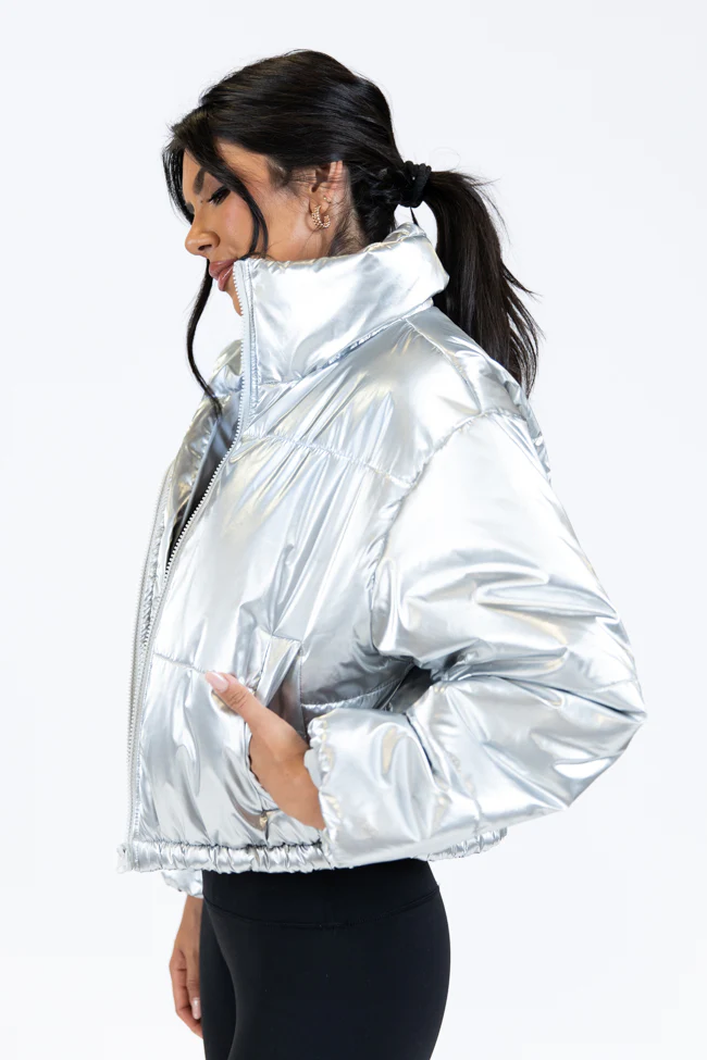 Keep Me Warm Silver Chrome Puffer Jacket FINAL SALE - Terpint