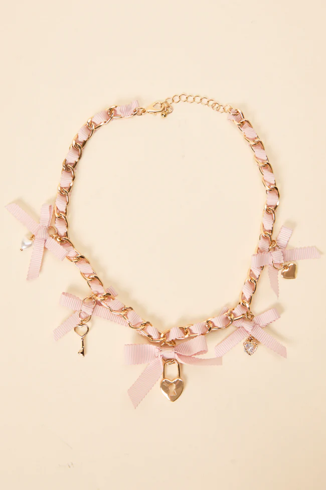 Gianna Pink Ribbon Charm Necklace - Terpint