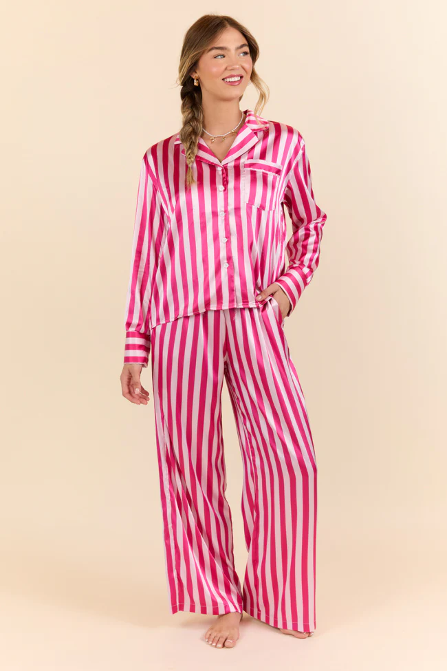 That's Our Secret Striped Satin Pajama Set DOORBUSTER - Terpint