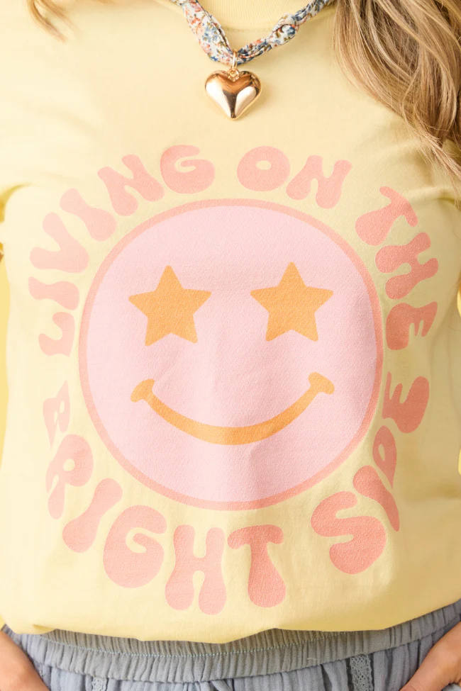 Living On The Bright Side Yellow Graphic Tee - Terpint