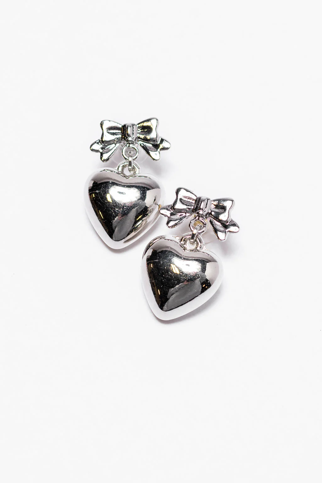 Heart and Bow Silver Earrings FINAL SALE - Terpint