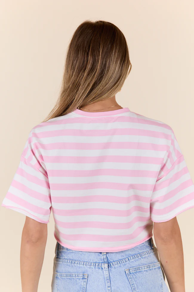 Perfect Idea Cropped Pink Striped Tee DOORBUSTER - Terpint