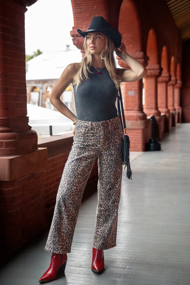 Primal Instincts Wide Leg Leopard Jeans - Terpint