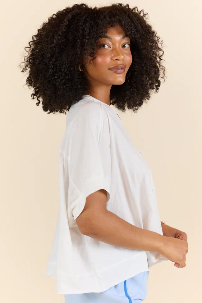 Walk Out White Oversized Washed Crop Knit Top FINAL SALE - Terpint