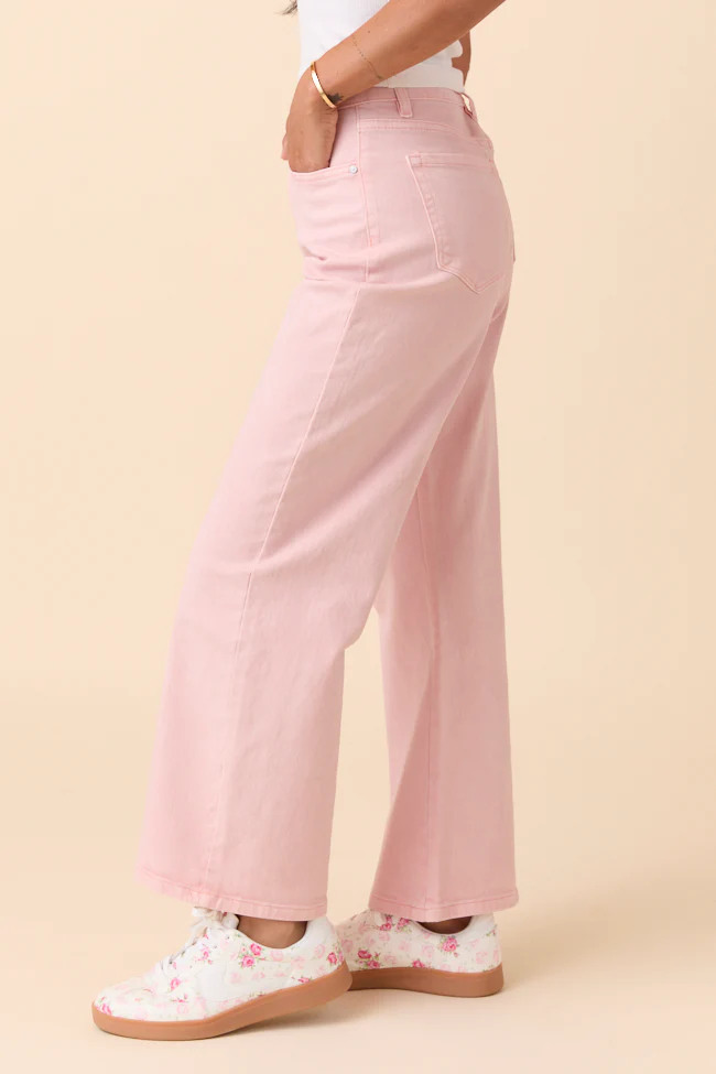 Marigold Pearl Pink Mid Rise Barrel Jeans - Terpint