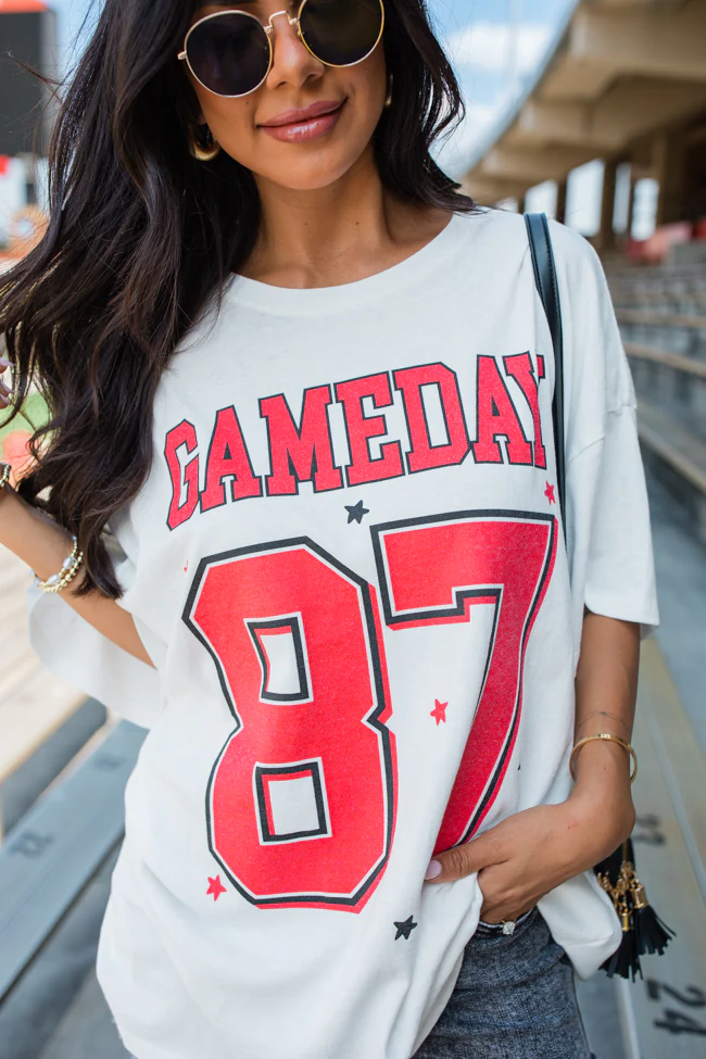Gameday 87 Off White Oversized Graphic Tee - Terpint