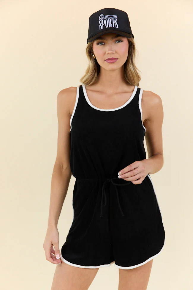 Rylee Black Terry Cloth Romper FINAL SALE - Terpint