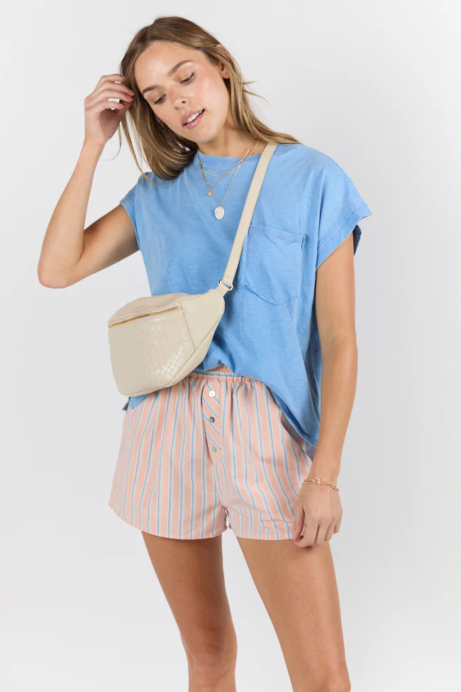 All Washed Up Blue Knit Pocket Tee - Terpint