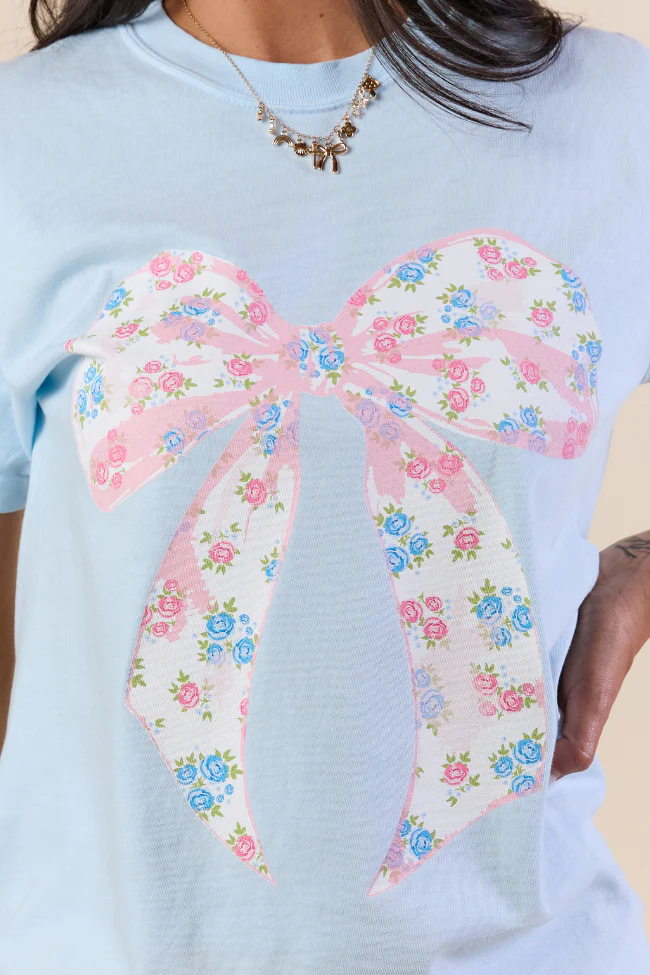 Floral Bow Chambray Graphic Tee DOORBUSTER - Terpint