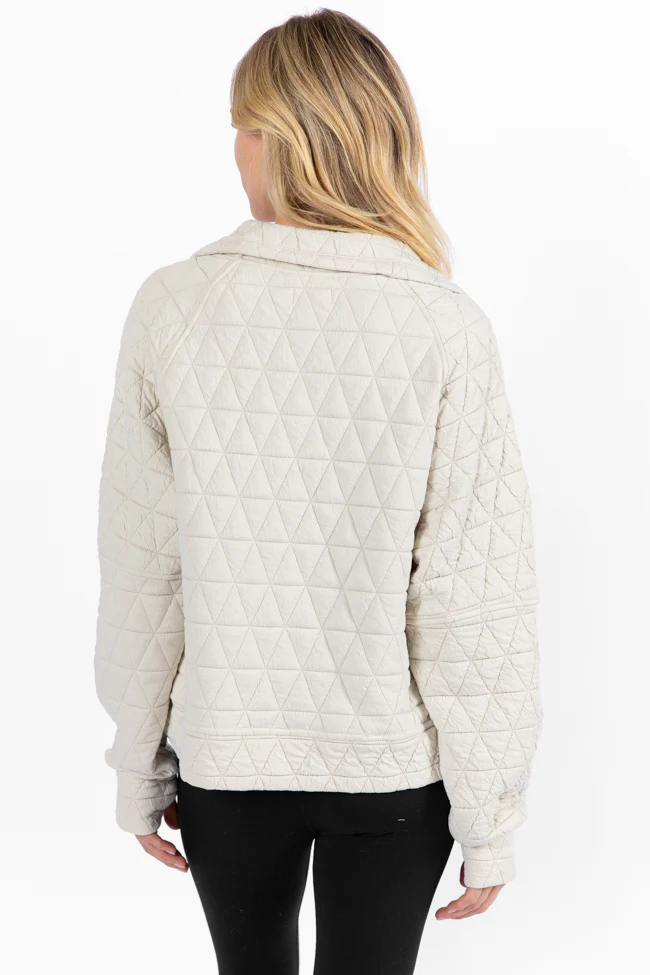 Love Is Everything Ivory Quilted Quarter Zip Pullover FINAL SALE - Terpint