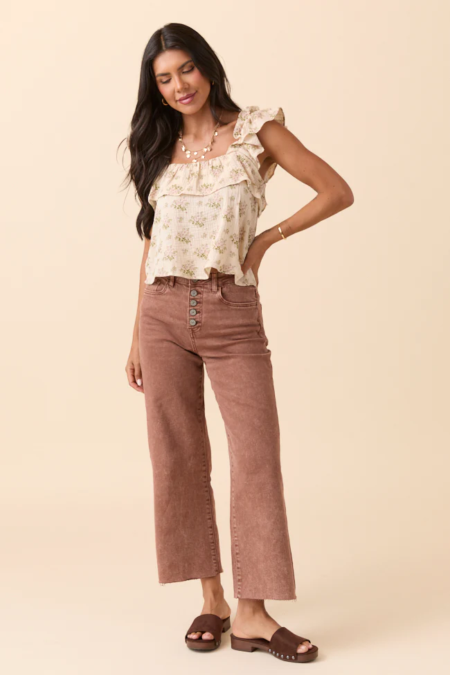 Malia Cappuccino High Rise Wide Leg Jeans - Terpint
