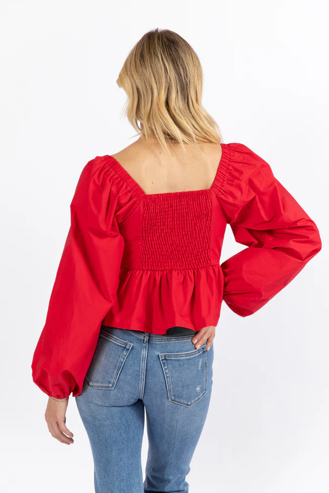 I Heart You Red Heart Shape Woven Blouse FINAL SALE - Terpint