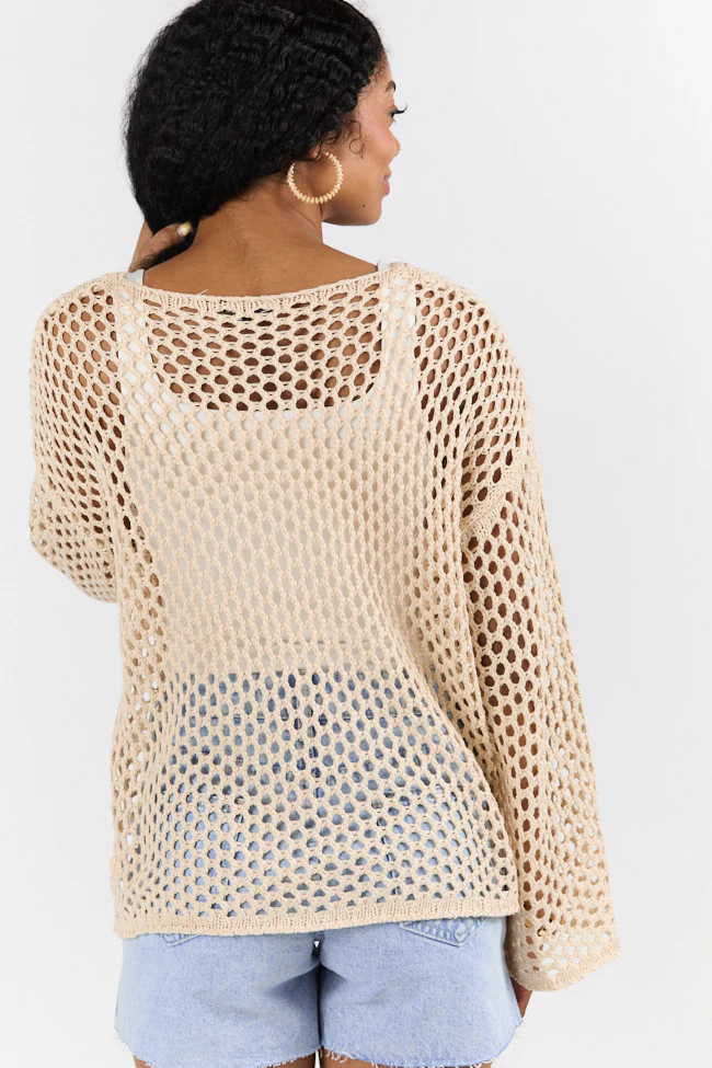 Let It Go Tan Open Knit Sweater FINAL SALE - Terpint