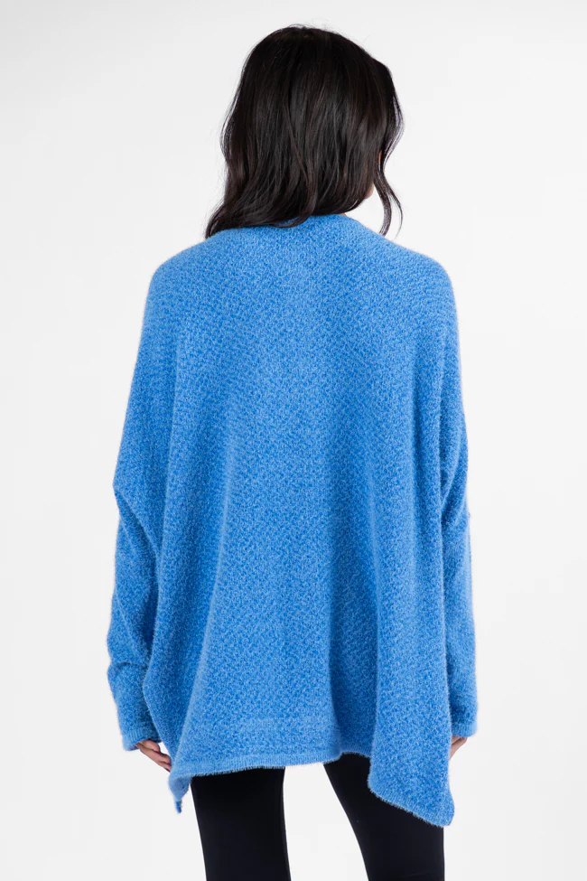 Thinking Of You Blue Fuzzy Henley Blouse FINAL SALE - Terpint
