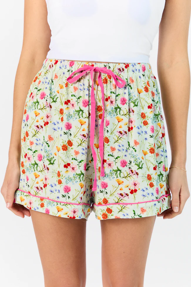 Good To Get Away Botanical Floral Pajama Shorts FINAL SALE - Terpint