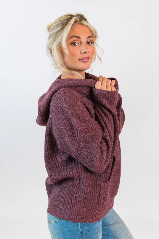 Found Your Love Wine Oversized Waffle Hooded Sweater FINAL SALE - Terpint