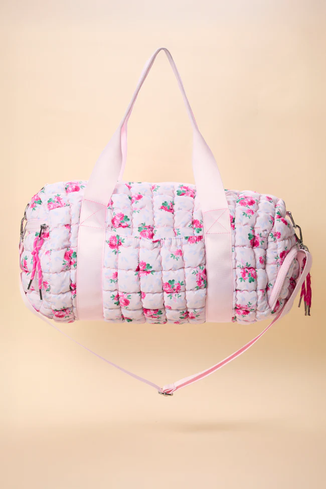 Haylie Pink Floral Quilted Duffle Bag - Terpint