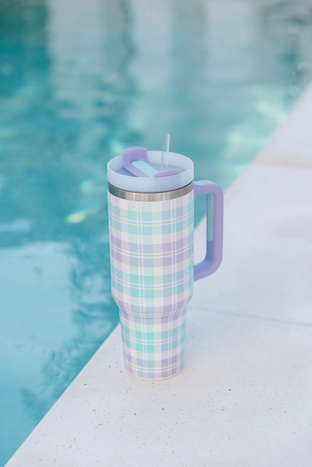 Sippin' Pretty In Tori Plaid 40 oz Drink Tumbler With Lid And Straw FINAL SALE - Terpint