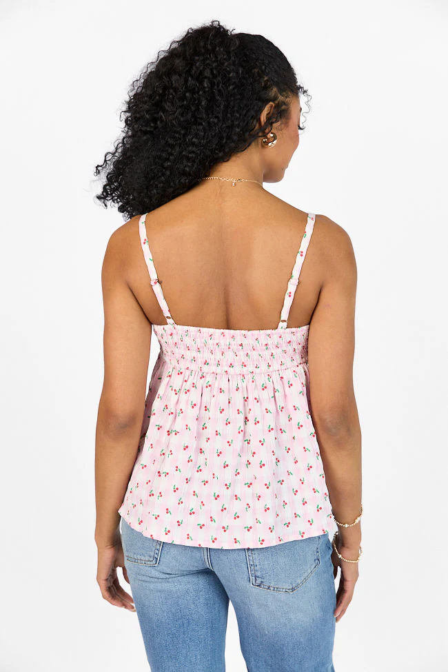 Sweet As Can Be Pink Cherry Gingham Print Tank FINAL SALE - Terpint