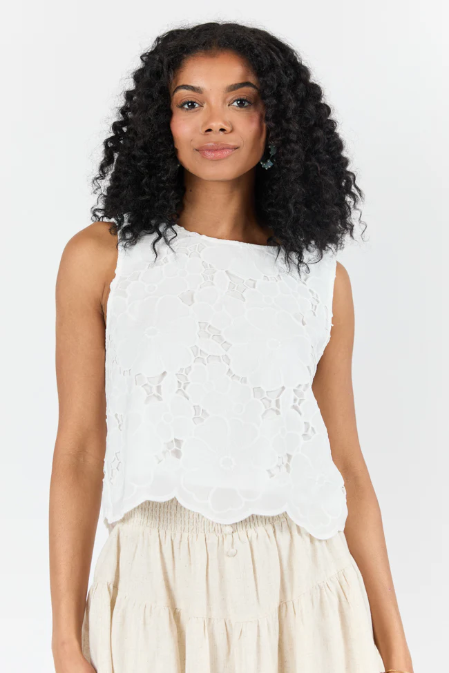 Right Through Me Ivory Eyelet Tank - Terpint