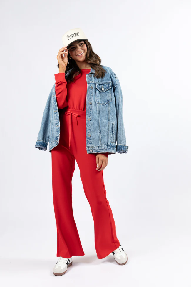 Wear It Out Red Boat Neck Jumpsuit FINAL SALE - Terpint