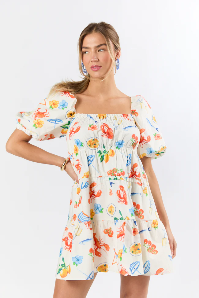 Everything I Love White Multi Icon Print Mini Dress FINAL SALE - Terpint