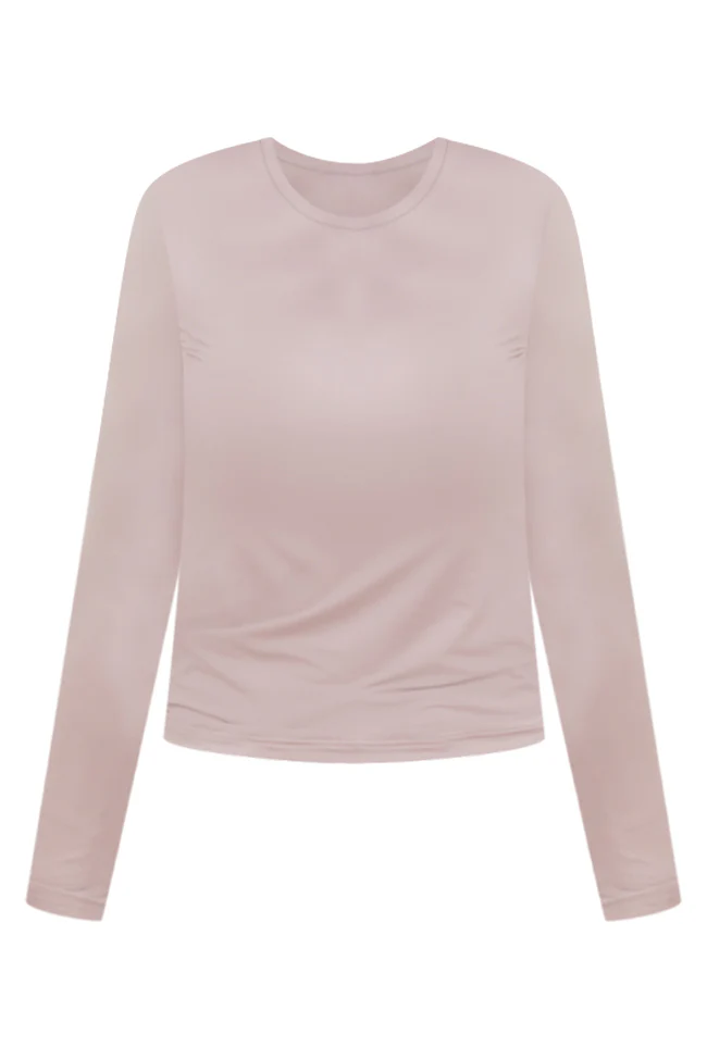 A Lovely Life Taupe Fitted Long Sleeve Layering Tee FINAL SALE - Terpint