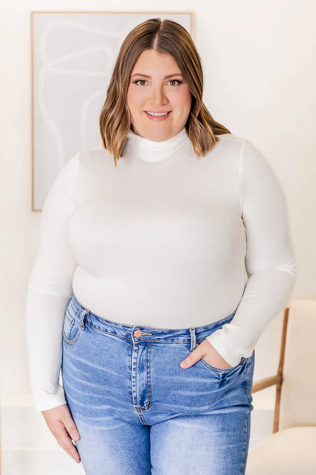 Hit Or Miss Ivory Mock Neck Bodysuit FINAL SALE - Terpint