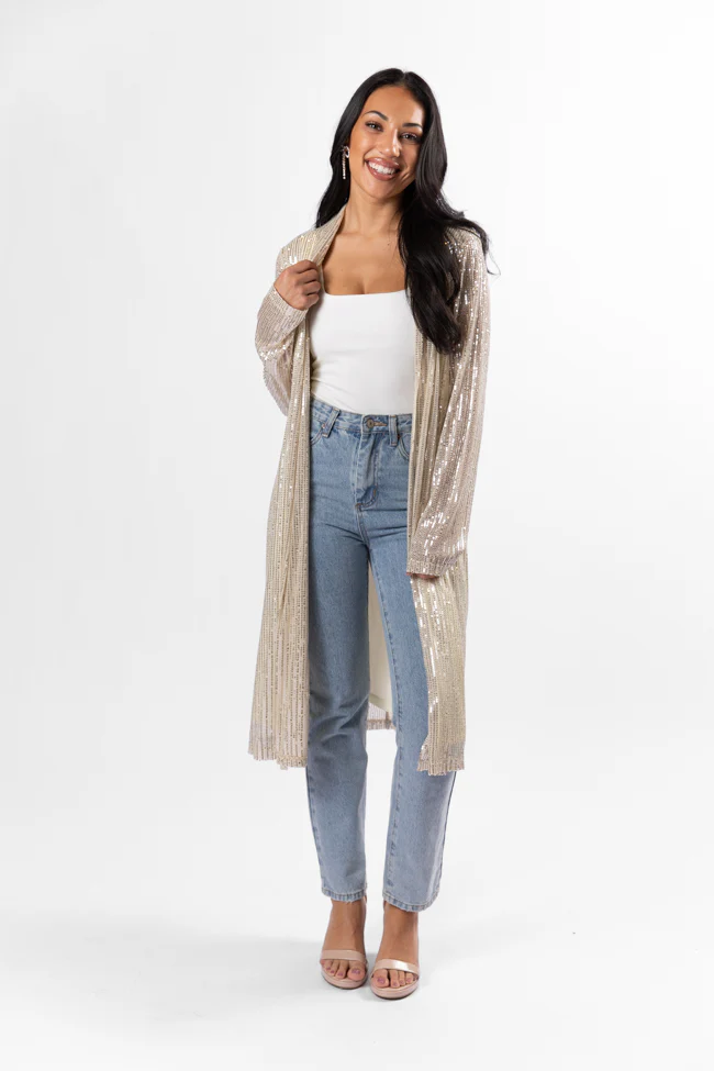 Memorable Feeling Gold Sequin Kimono FINAL SALE - Terpint