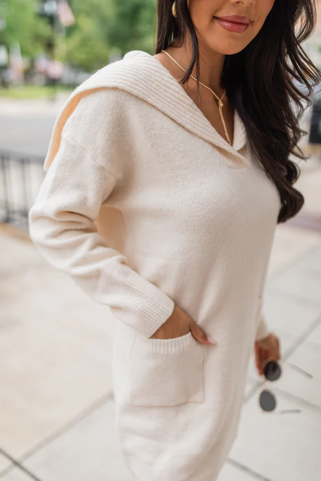 What It Seems Ivory Collared Sweater Dress FINAL SALE - Terpint