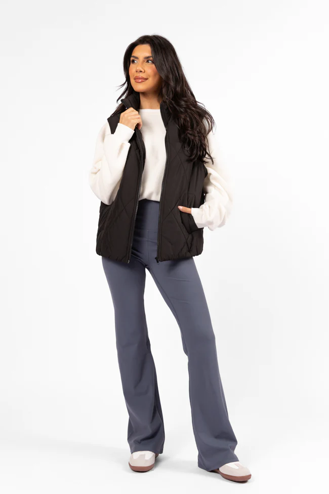 Get Moving Navy Flare Knit Leggings FINAL SALE - Terpint