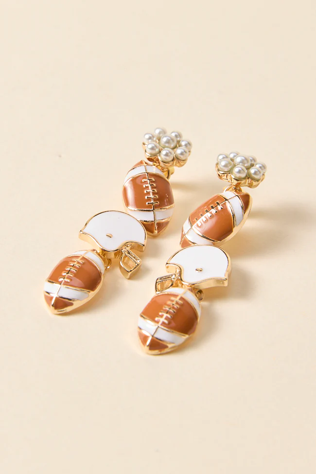 Prescott Brown Football Linear Earrings - Terpint