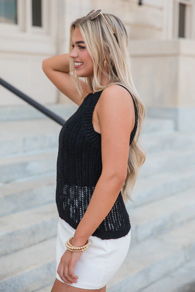 French Market Black High Neck Sweater Tank FINAL SALE - Terpint