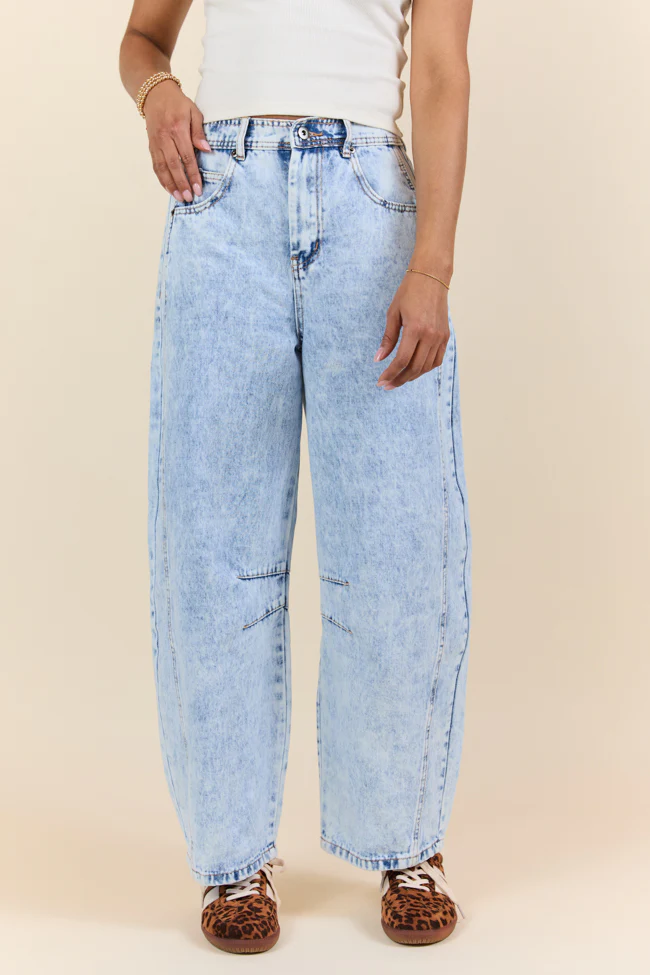 Bella Light Wash Pull On Barrel Jeans SALE - Terpint