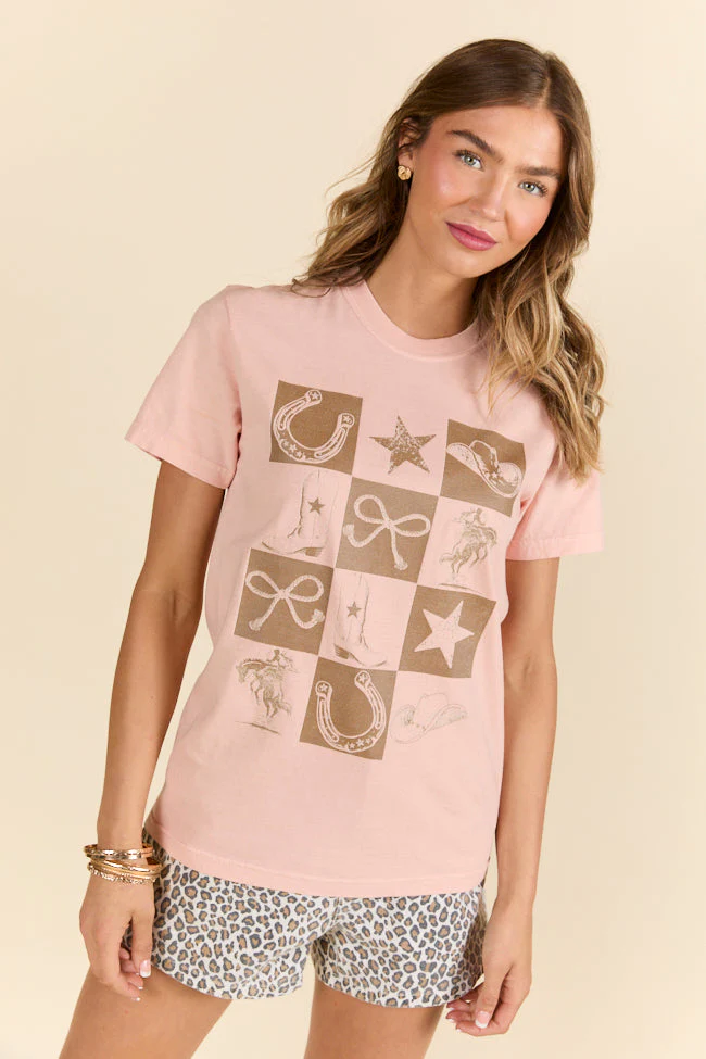 Western Icon Checkered Orange Graphic Tee - Terpint