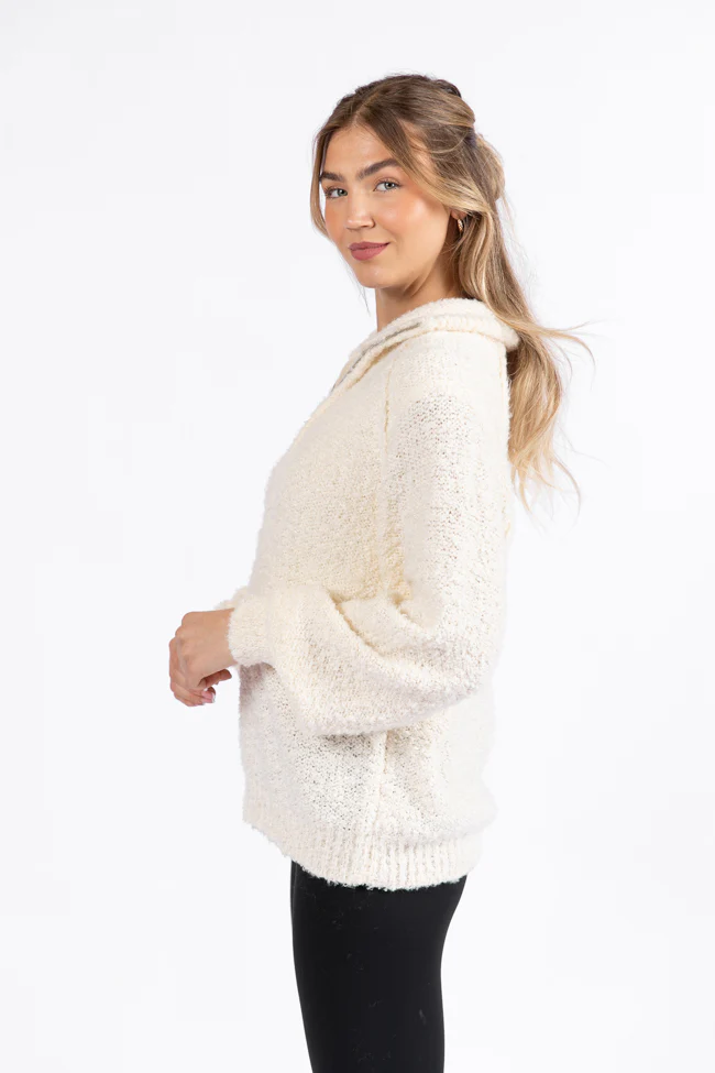 Signature Move Cream Fuzzy Quarter Zip Pullover FINAL SALE - Terpint