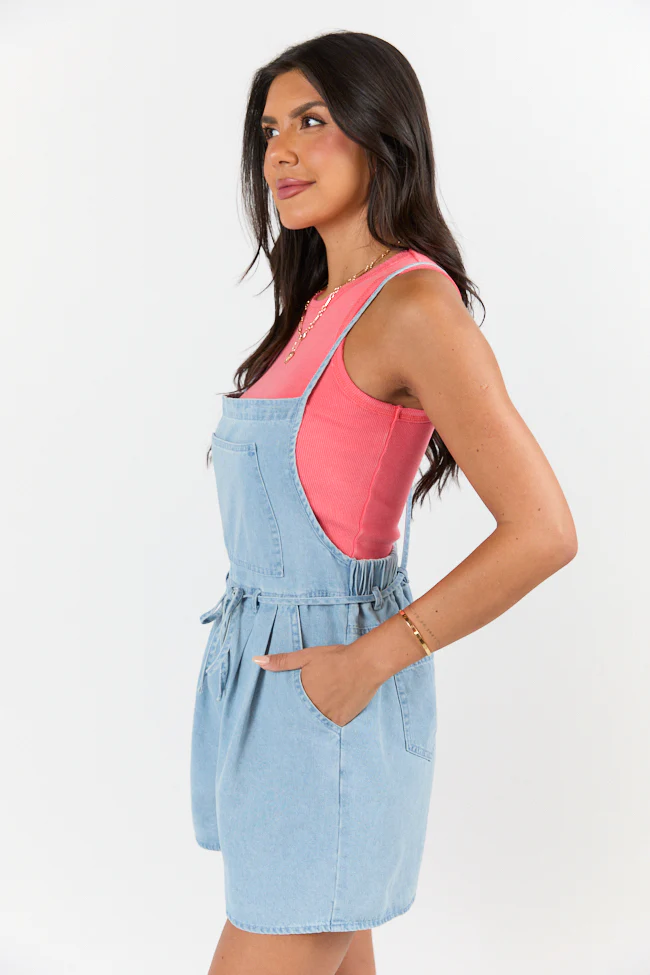 Better Perspective Blue Chambray Pull On Romper SALE - Terpint