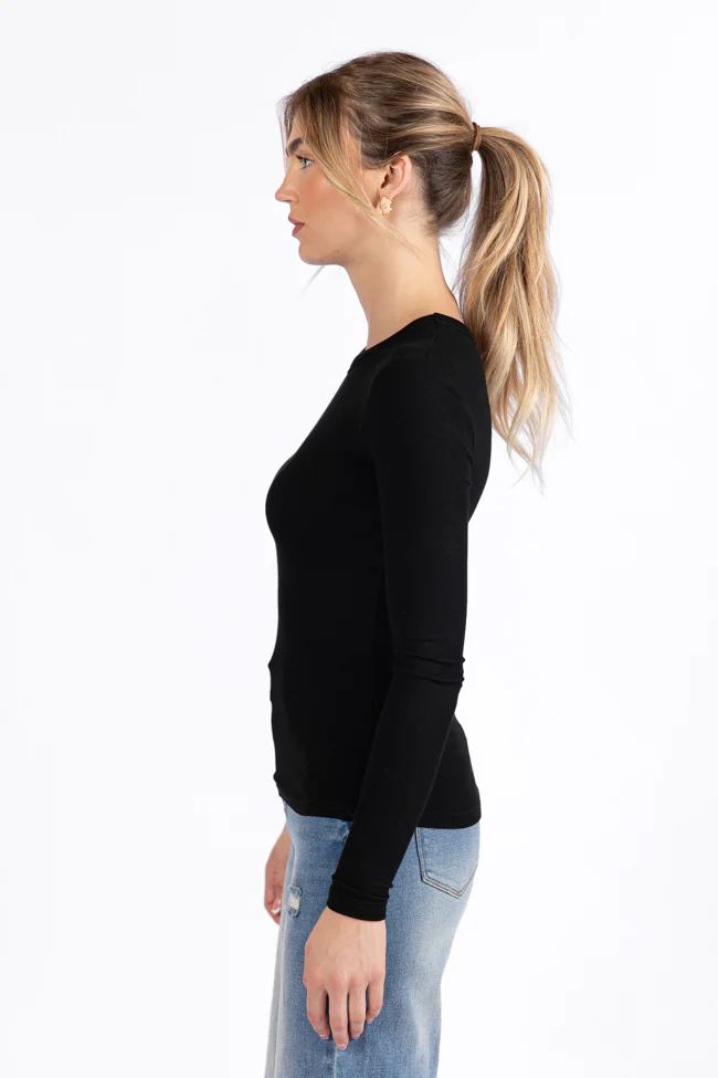 Make Your Choice Black Ribbed Long Sleeve Tee FINAL SALE - Terpint