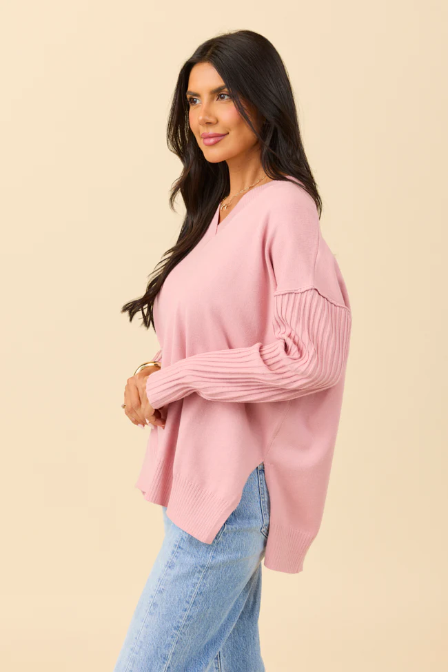 Mariah Mauve Relaxed Long Sleeve Pullover Tunic DOORBUSTER - Terpint