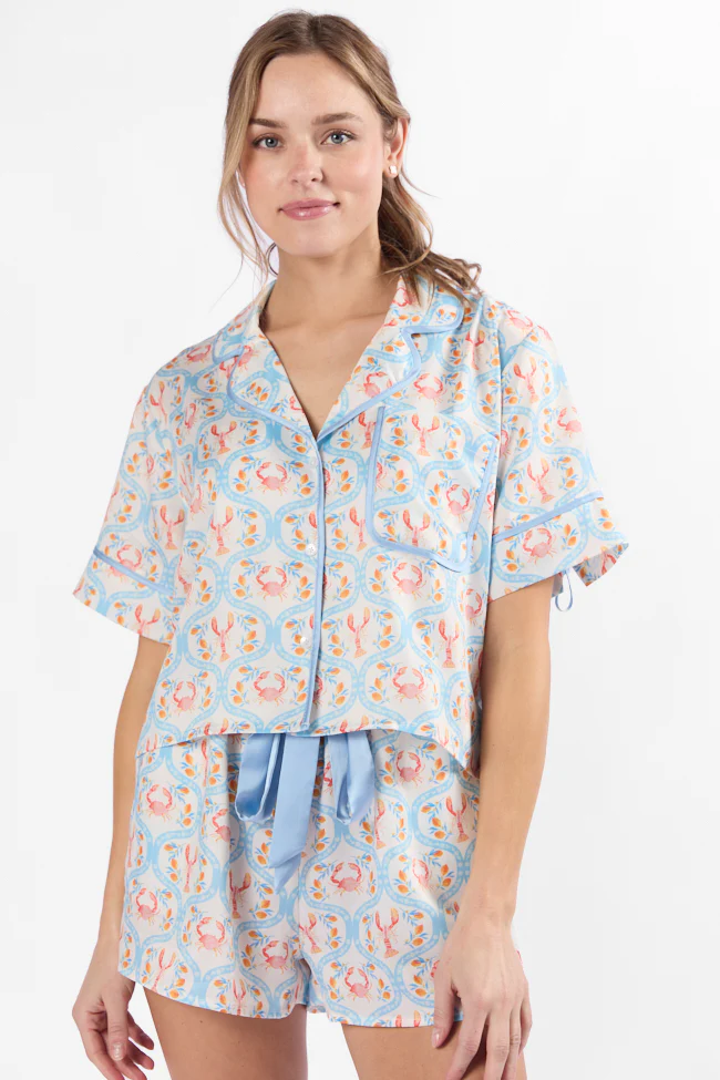 Rest Up In The Cutest Catch Satin Pajama Top FINAL SALE - Terpint