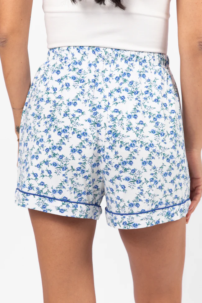 Under The Stars Blue Floral Pajama Shorts FINAL SALE - Terpint