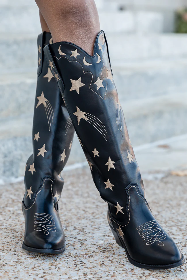 Luna Black Star and Moon Western Boots FINAL SALE - Terpint